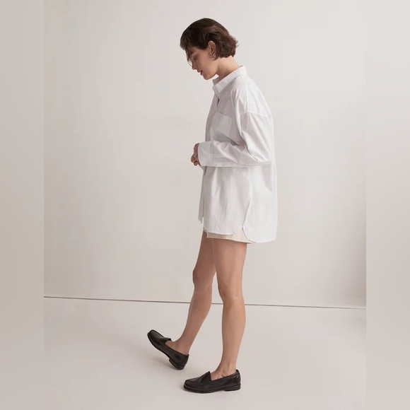 Madewell Signature Poplin Oversized Shirt, white button up blouse, M - Picture 2 of 9